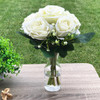 Cream Velet Open Rose Flower Arrangements With Clear Glass Vase 