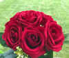 Red Velet Open Rose Flower Arrangements With Clear Glass Vase 