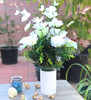 Cream Rose and Daisy Mixed Faux Flower Arrangements With White Ceramic Vase