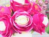  Wine Red Artificial Open Rose Flower Arrangements With White Ceramic Vase