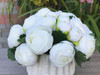Cream Artificial Ranunculus Flower Arrangement With White Ceramic Vase