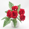 Red Artificial Open Rose Mixed Flower Arrangement in White Decoration Vase