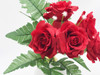 Red Artificial Open Rose Mixed Flower Arrangement in White Decoration Vase