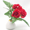 Red Artificial Open Rose Mixed Flower Arrangement in White Decoration Vase
