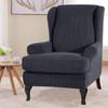 Grey Stretch Jacquard Spandex Fabric T-Cushion Wingback Slipcover 