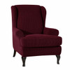 Wine Red Stretch Jacquard Spandex Fabric T-Cushion Wingback Slipcover 
