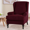 Wine Red Stretch Jacquard Spandex Fabric T-Cushion Wingback Slipcover 