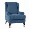 Denim Blue Stretch Jacquard Spandex Fabric T-Cushion Wingback Slipcover 