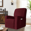 Wine Red Stretch Spandex Jacquard Recliner Chair Slipcovers with Elastic Bottom Side Pocket