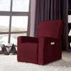 Wine Red Stretch Spandex Jacquard Recliner Chair Slipcovers with Elastic Bottom Side Pocket