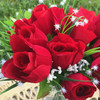 12 Heads Red  Rose Velet Flower Arrangement in Clear Glass Vase with Faux Water