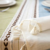 54"x 80" Turquoise and Light Blue High Quality Rectangle Cotton and Linen Tablecloth with Tassels