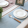 54"x 80"  khaki and Light Blue High Quality Rectangle Cotton and Linen Tablecloth with Tassels