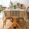 54"x 80"  Light Grey High Quality Rectangle Cotton and Linen Tablecloth with Tassels