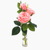 Pink Real Touch Rose Flower in Clear Glass Vase with Faux Water