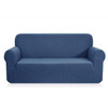 Jacquard  Polyester Spandex Fabric Box  Cushion Loveseat Slipcovers-Denim Blue