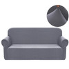 Jacquard  Polyester Spandex Fabric Box  Cushion Loveseat Slipcovers-Light Grey