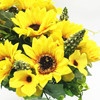 Mixed Sunflower Silk Flower Arrangement  in Clear Glass Vase with Faux Water