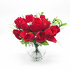  Mixed Silk Rose Flower Arrangement  in Clear Glass Vase with Faux Water