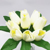 Cream Silk Tulips Centerpiece  in Clear Glass Vase with Faux Water