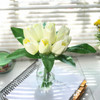 Cream Silk Tulips Centerpiece  in Clear Glass Vase with Faux Water