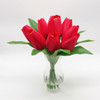 Red Silk Tulips Centerpiece  in Clear Glass Vase with Faux Water