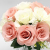 Mixed Pink Silk Rose Flower Arrangement  in Clear Glass Vase with Faux Water