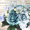  Azure Silk Rose and Mixed Flower Arrangements in Clear Glass Vase with Faux Water