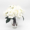 Cream Silk Rose and Mixed Flower Arrangements in Clear Glass Vase with Faux Water