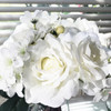 Cream Silk Rose and Mixed Flower Arrangements in Clear Glass Vase with Faux Water