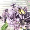 Purple Silk Rose and Mixed Flower Arrangements in Clear Glass Vase with Faux Water