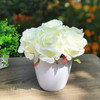 Cream Silk Rose Flower Arrangement in White Pot