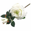 White Silk Open Rose Flower Spray Stem  