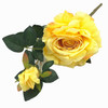 Yellow Silk Open Rose Flower Spray Stem  