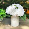 White Silk Peony Flower Arrangement in White Ceramic Vase