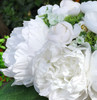 White Silk Peony Flower Arrangement in White Ceramic Vase