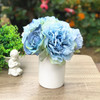 Blue Silk Peony and Rose Mixed Flower Arrangement in White Ceramic Vase