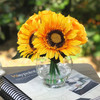 Sunflower and Rose Mixed Silk Flower in Clear Glass Vase