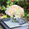 Blush Hydrangea and Rose Mixed Silk Flower in Clear Glass Vase