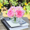 Pink Hydrangea and Peony Mixed Silk Flower in Clear Glass Vase