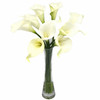 9 Heads Cream Real Touch Lily  Flower Arrangement in Clear Glass Vase
