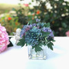 Blue Silk Daisy and Mixed Flower Arrangements in Clear Glass Vase with Acrylic Water