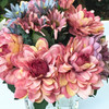 Pink and Purple Silk Daisy and Mixed Flower Arrangements in Clear Glass Vase with Acrylic Water