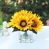 6 Heads Silk Sunflower Arrangement  in Clear Glass Vase with Faux Water