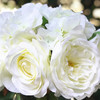 Cream Peony Rose and Hydrangea Mixed Faux Flower Arrangement With Clear Glass Vase