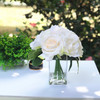 Cream Peony  Rose  and Hydrangea Mixed Faux Flower Arrangement in  Clear Glass Vase With Faux Water