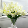 3 Pack Cream Silk Tulips Arrangement  in Clear Glass Vase with Plastic Pearl For Home Wedding Centerpiece Decoration