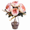 Mediumvioletred and Cream Mixed 7 Heads Silk Peony  Flower Arrangement  in Clear Glass Vase with Faux Water 