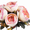 Mediumvioletred and Cream Mixed 7 Heads Silk Peony  Flower Arrangement  in Clear Glass Vase with Faux Water 