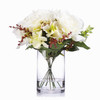 Cream Mixed Rose and Hydrangea Silk Flower Arrangement  in Clear Glass Vase with Faux Water 